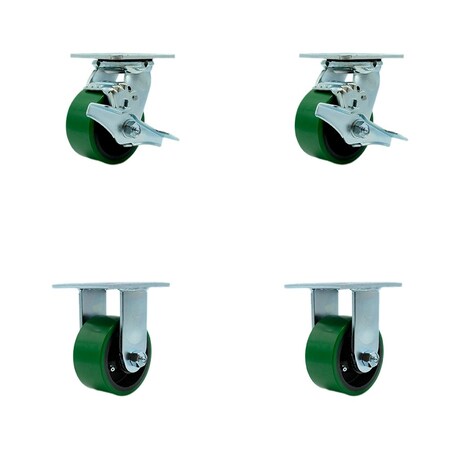 Service Caster Tool Box Caster Wheel Set 4'' Green Poly on Cast Iron Swivel Casters, 4PK TOOL-SCC-30CS420-PUR-GB-TLB-2-R-2